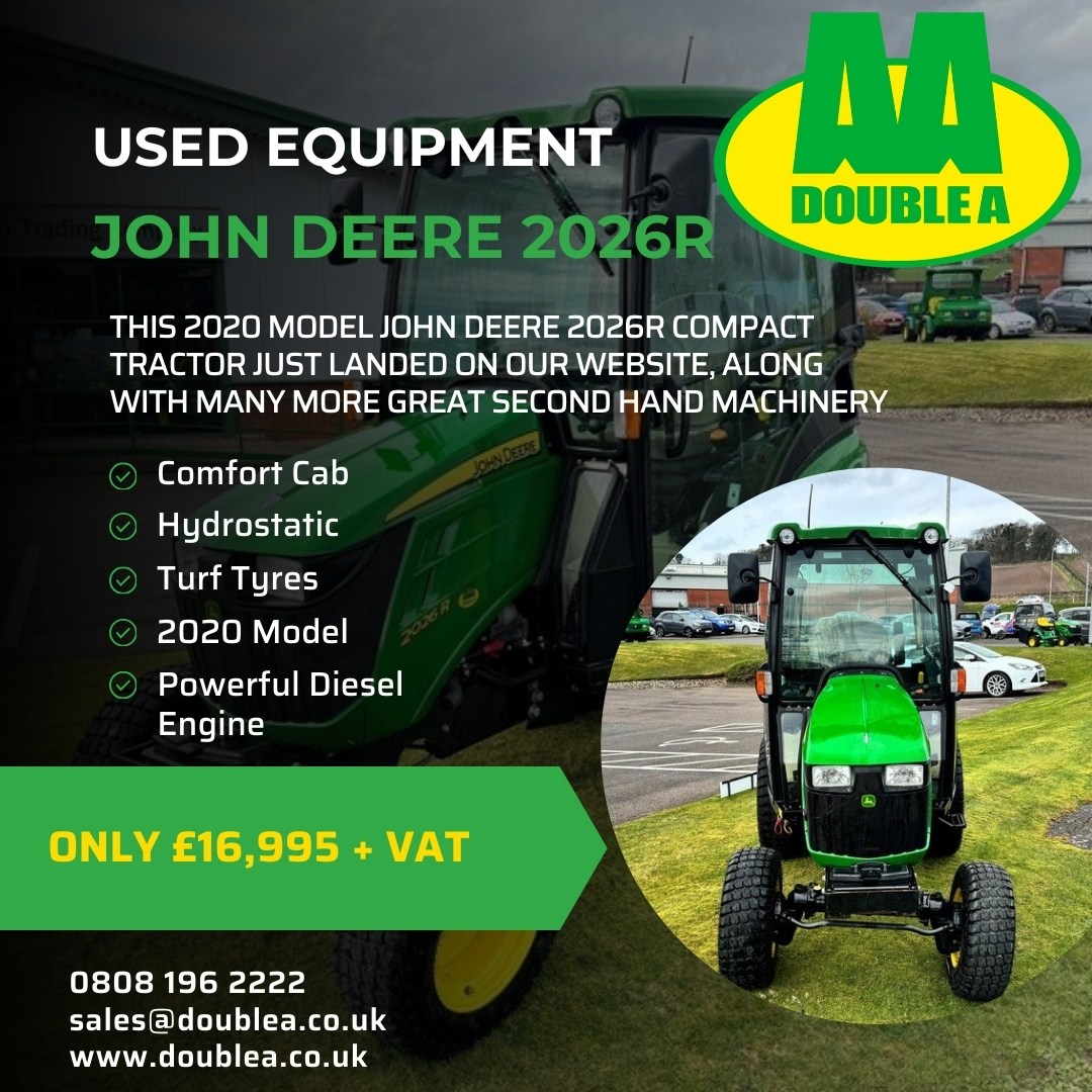 🚨USED EQUIPMENT FOR SALE🚨 Check out our Used Equipment web page to find our latest listings of premium used groundcare equipment. One of our latests listing being this John Deere 2026R Compact Tractor 😍 - Comfort Cab - Hydrostatic - Turf Tyres - 2020 Model - Diesel Engine…