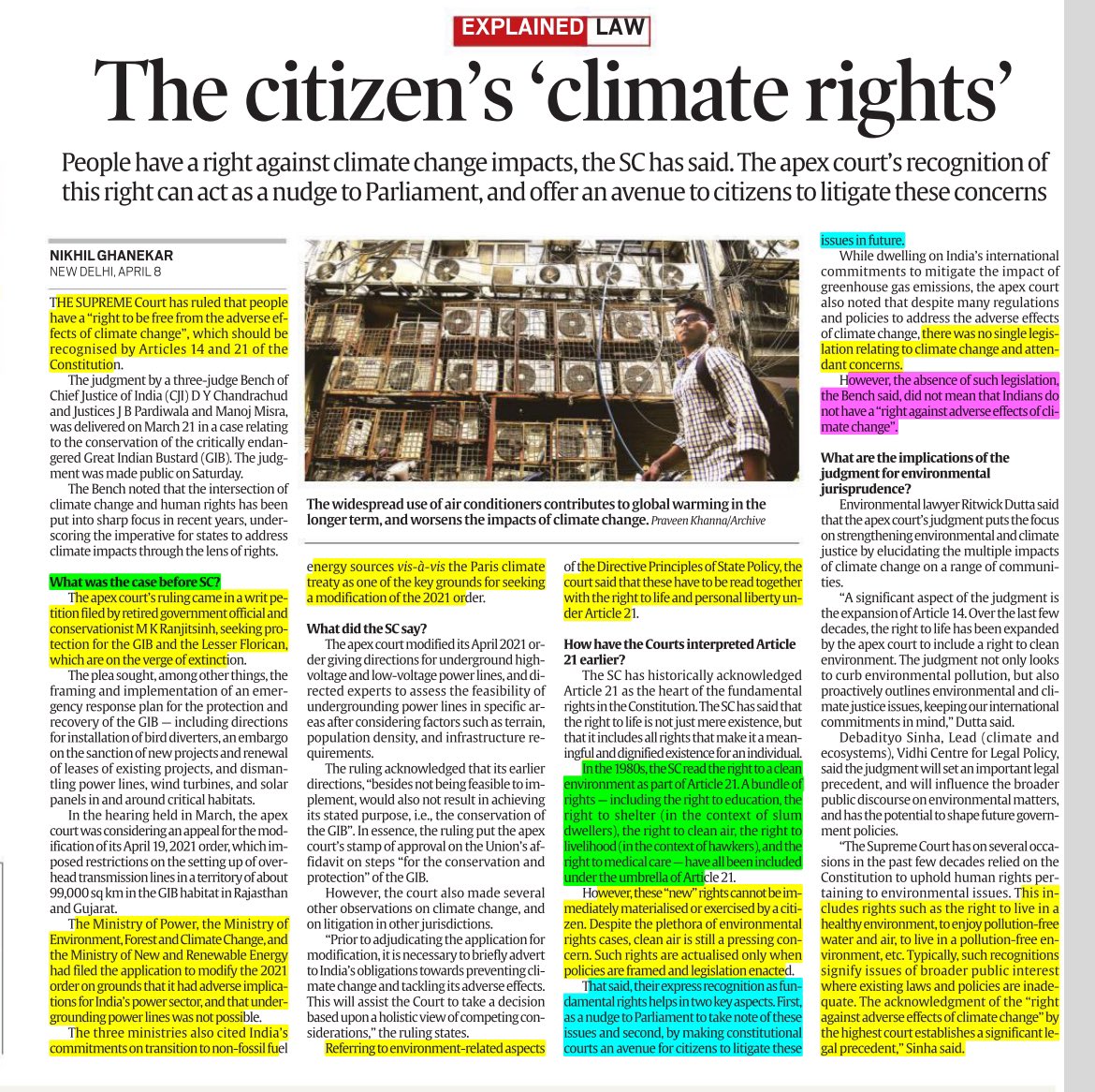 Rights against climate change impacts. Source: Indian express #UPSC #GS3