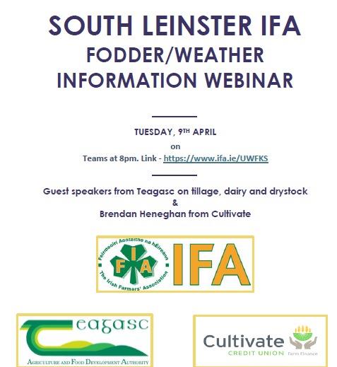 South Leinster @IFAmedia fodder information webinar this evening at 8pm. All welcome to log on @JerOMahony2021 @MjScallan @keenan17 @AliceDoyleIFA @PaulOBrien2020 @gormanifa @Jimmulh @eamon_sheehan @eprmooney
