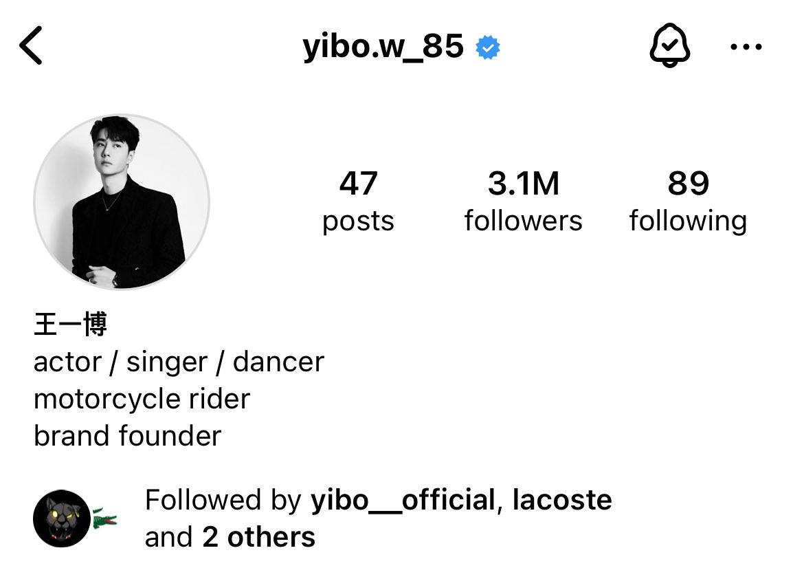 wyiboarchive's tweet photo. 📢 | Wang Yibo’s Instagram account is now verified 

Link: https://t.co/EFMUhUhGhJ

#WangYibo #WangYibo王一博 #王一博 https://t.co/T3OFRDS42q