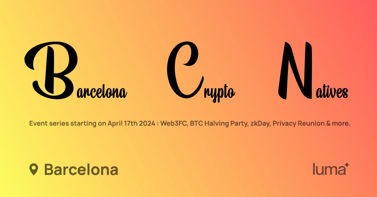 Many friends also running events around Web3FC period 🎉 Find them all here 👉 lu.ma/bcn