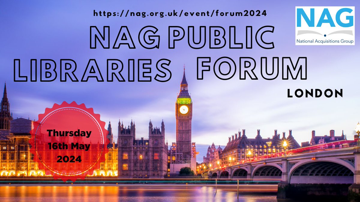 Join our speakers from @OldhamLibraries, @SomersetLib, @LibrariesUnLtd, @BeginningCat and @bibdsl at NAG Public Libraries Forum in London on 16th May! NAG Member tickets subsidised at £40 nag.org.uk/event/forum202… #NAGplf24