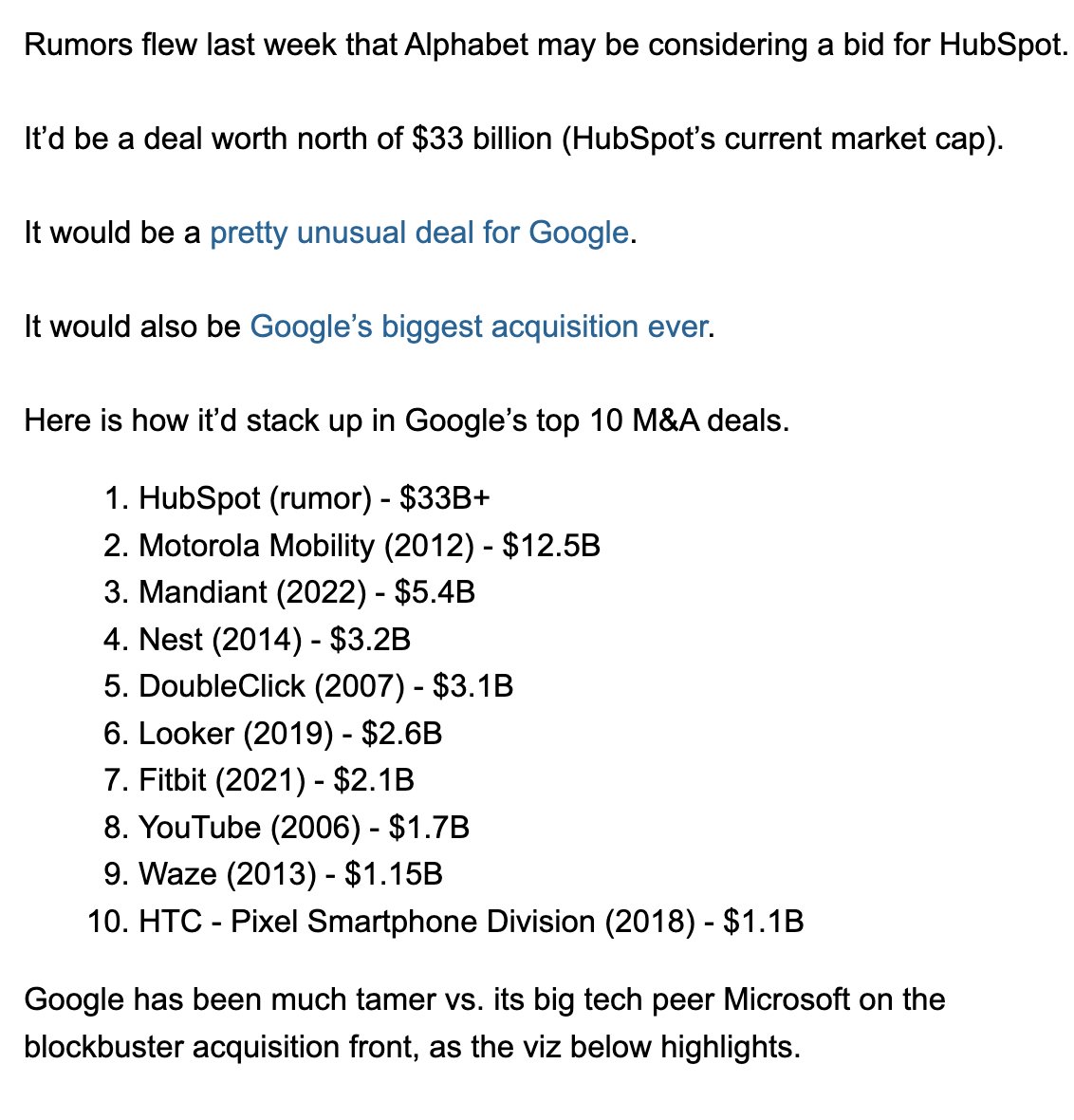 Sería su mayor adquisición, muy lejos todas las demás. vía @CBinsights