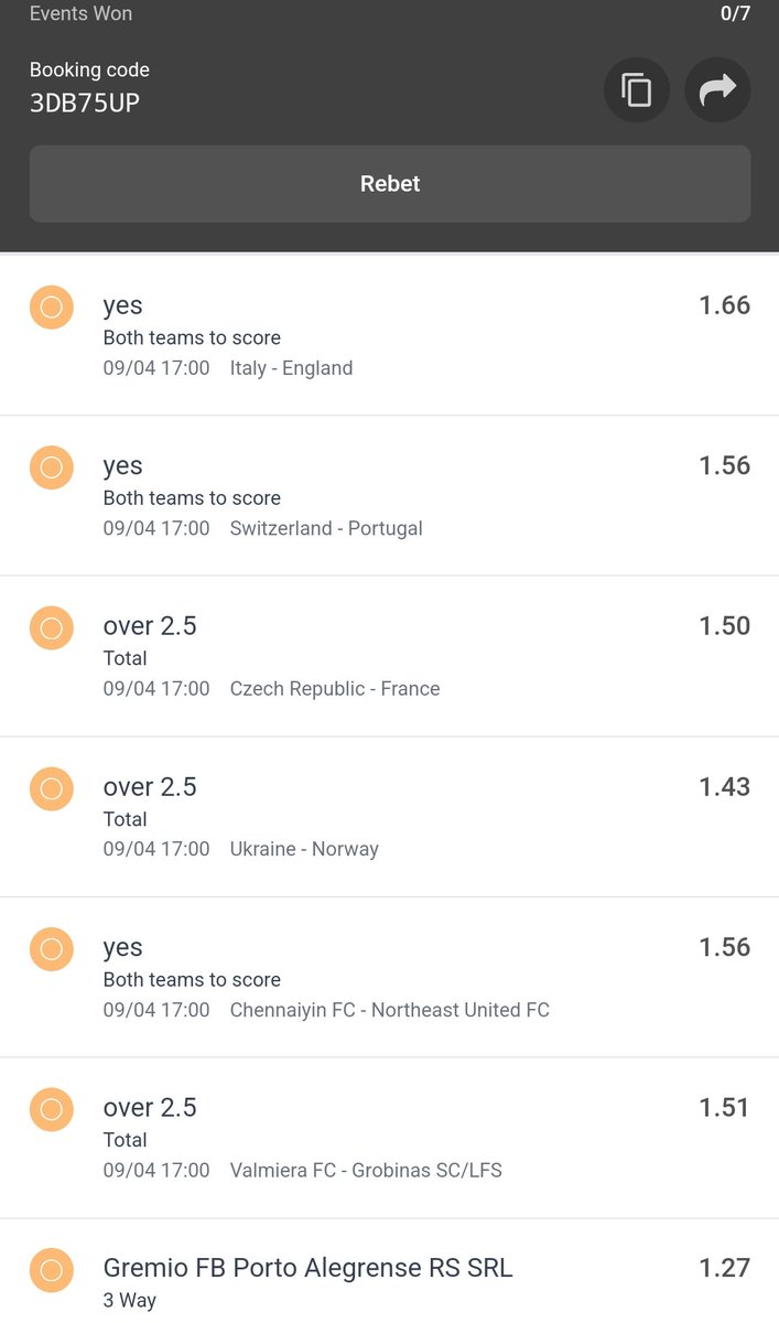 Kicks off at 5.00pm
Click here to place bet 

odibets.com/share/3DB75UP
