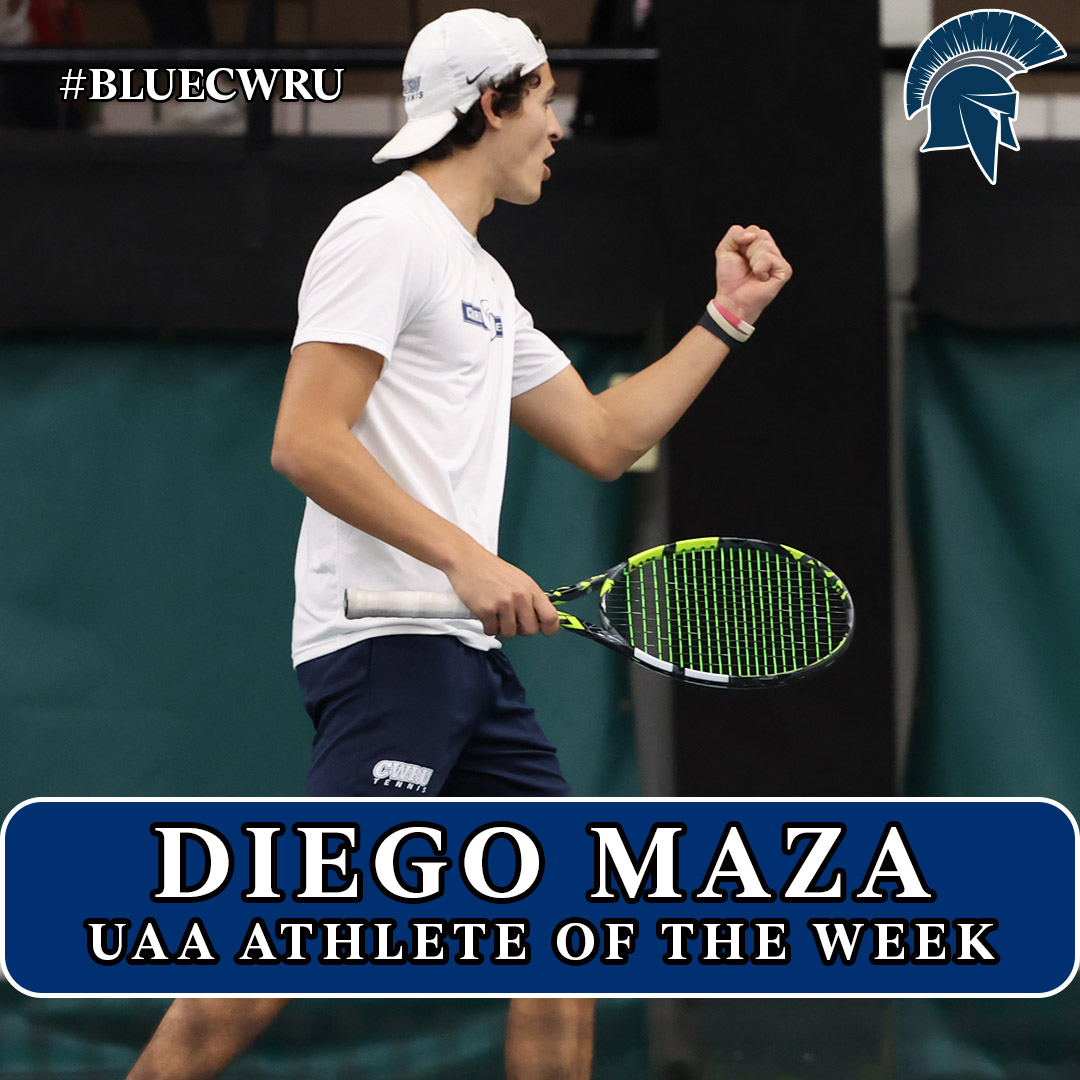 Diego Maza was named the UAA Athlete of the Week for Men's Tennis after helping lead the Spartans to a 3-0 weekend! 🎾2-0 record at no. 6 singles 🎾2-0 record at no. 1 doubles 🎾Clinched the team win vs. #28 Kenyon with his singles win #CWRU #BlueCWRU