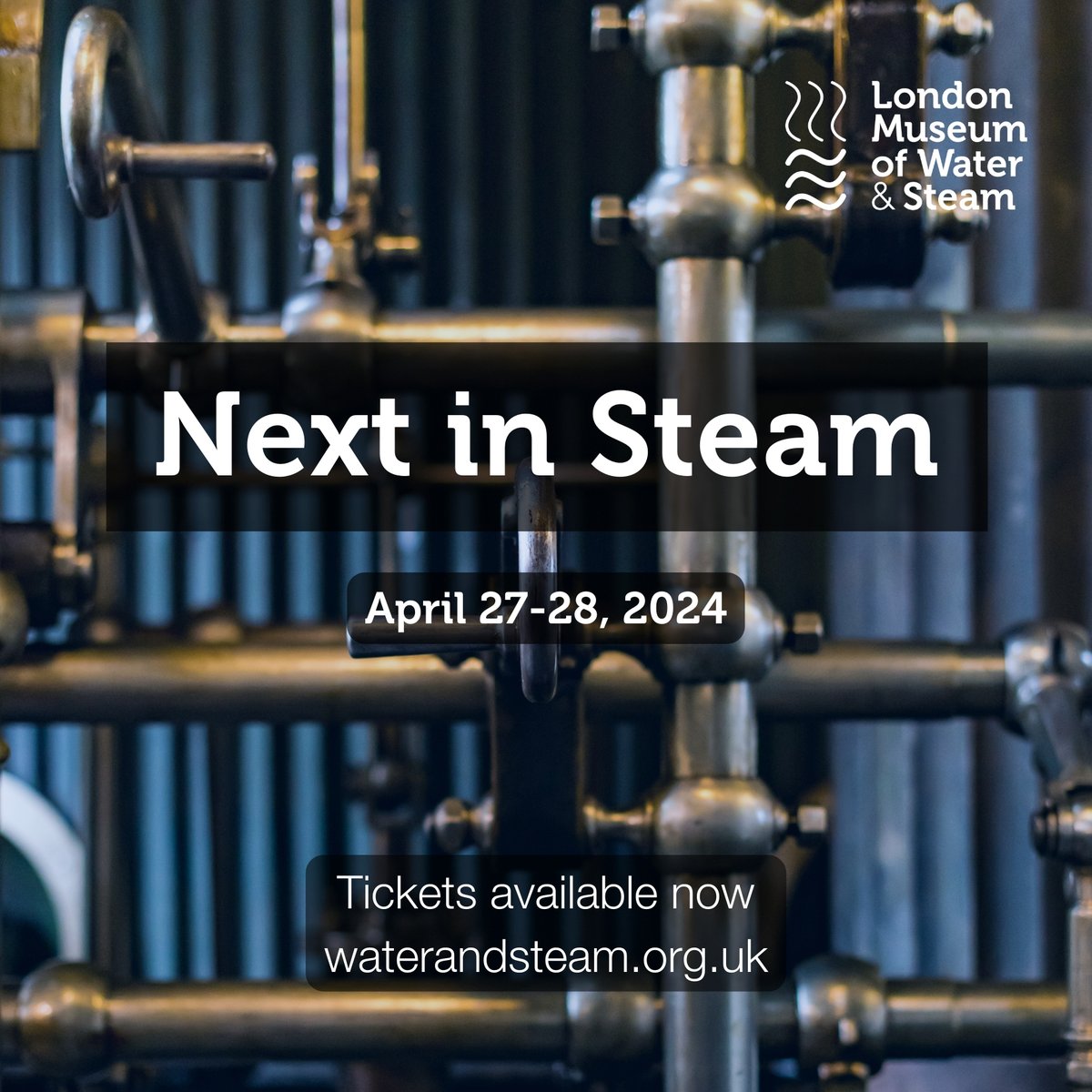 We are Next in Steam April 27 and 28! Share in the history and energy of the Kew Bridge Waterworks and marvel at the amazing working pumping engines that helped make London the city it is today. Tickets available now: rb.gy/dz54d8