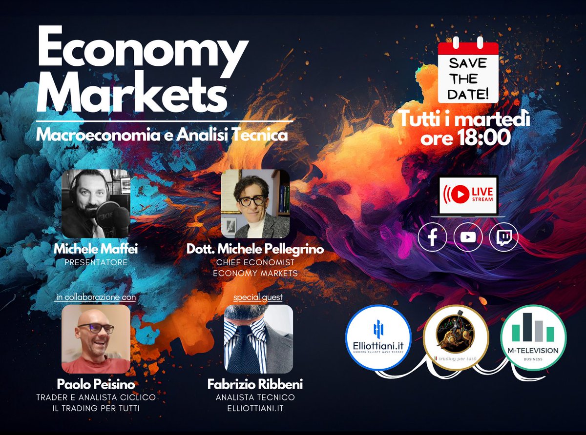 Elliottiani_it's tweet photo. 🏦📈
Oggi ritorna 𝗘𝗰𝗼𝗻𝗼𝗺𝘆 𝗠𝗮𝗿𝗸𝗲𝘁𝘀!
Link per la diretta:
🔗Canale YouTube Elliottiani
https://t.co/U57Jjh6R23
🔗Canale Twitch M-Television
https://t.co/k7xaxl2NTN
#mercatifinanziari #macroeconomia #analisitecnica #analisiciclica #elliottwave #indici #forex #crypto https://t.co/lU1BNQXchh