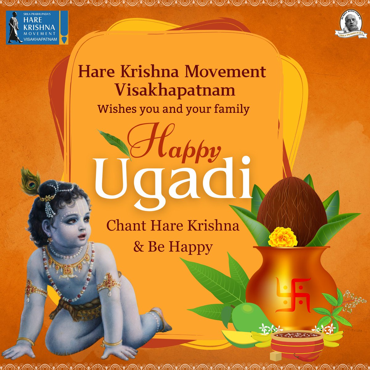 Hare Krishna Movement Visakhapatnam wishes you a Very Happy Ugadi🎉. As we enter into this new year, may Sri Sri Nitai Gauranga bless you and your family members with all fortune and happiness 🙏 #ugadi #hindu #festival #krishna #iskcon #hkm #srilaprabhupada #vizag #hkmvizag