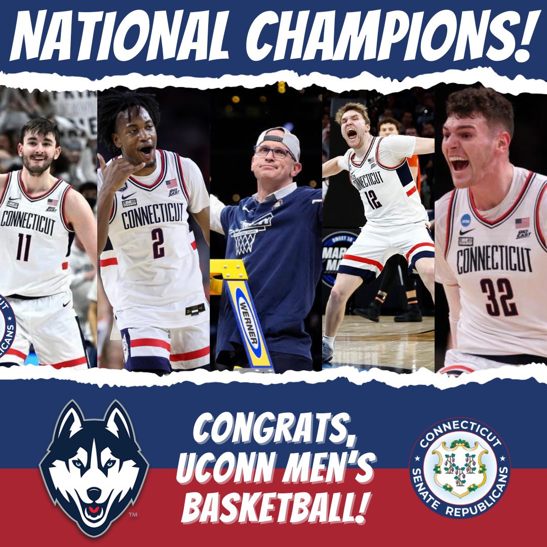 SenHarding30's tweet photo. Congratulations to the @UConnMBB Team on their 2nd consecutive National Championship win in a row! Thank you for bringing the 2024 championship trophy home, where it belongs to the Basketball Capital of the World! 🏆🏀 #uconnhuskies #nationalchampions https://t.co/ZcWMe0Ctfk