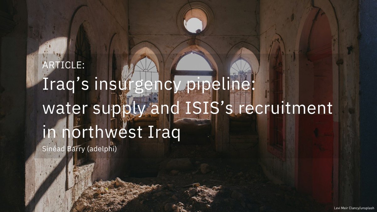 Climate Diplomacy and Security (@climatediplo) on Twitter photo In rural northwest Iraq🇮🇶, employment opportunities outside of farming are rare.
Without enough water to maintain livelihoods, ISIS offered an economic escape, writes <a href="/SinadBarry1/">Sinéad Barry</a>
📰adelph.it/ISISWater📰
Full research to be published in a Special Edition of <a href="/HorizonDefence/">The Defence Horizon Journal</a> In rural northwest Iraq🇮🇶, employment opportunities outside of farming are rare.
Without enough water to maintain livelihoods, ISIS offered an economic escape, writes <a href="/SinadBarry1/">Sinéad Barry</a>
📰adelph.it/ISISWater📰
Full research to be published in a Special Edition of <a href="/HorizonDefence/">The Defence Horizon Journal</a>