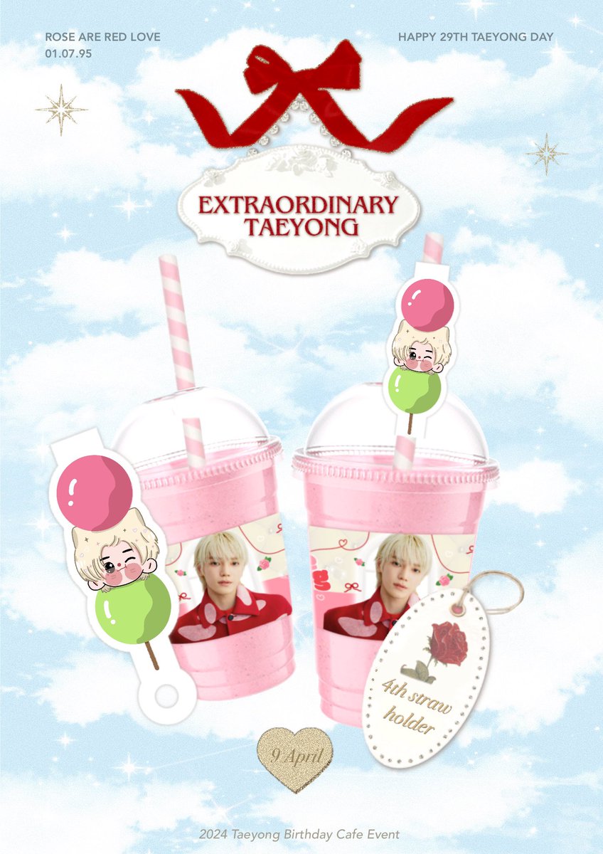 𓍯 april 9, 8 years TY's debut anniversary !

4th giveaway! straw holder 🍡

may i have your attention pls, 

#8YearswithTaeyong
#칠감태용_함께한_팔년

TY and enjoy your flight ˚₊·—̳͟͞͞♡

🚪 29-30 JUN D-DAY for open CAFE

#extraordinaryTY #HAPPYTAEYONGDAY #태용 #TAEYONG #テヨン