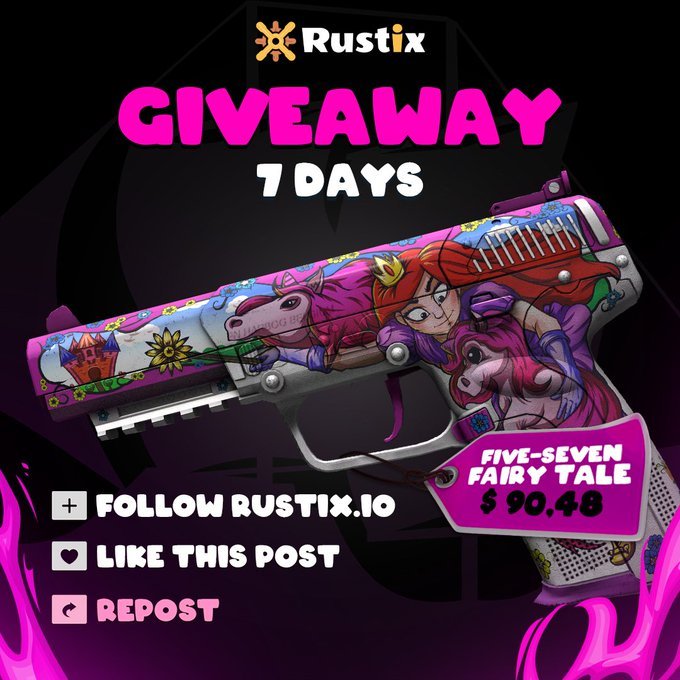 🔥$90.48 GIVEAWAY FIVE-SEVEN FAIRY TALE🔥

 Join our giveaway now!

🎁What needs to be done:

✅Follow <a href="/indeguy_1/">🏴‍☠️ ☁ InD€GuY ₿ITCOIN ☁ 🏴‍☠️</a> + <a href="/Rustix_io/">Rustix</a> 

✅Tag Friends

✅Retweet + Like

The winner will be drawn in 7 days, good luck🍀

#CSGOGiveaway #csgoskins #CSGO #CSGO2 #CS2Giveaway #Bitcoin #CS2 

⏳