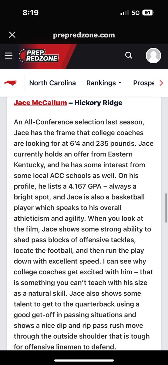 Want to thank @PrepRedzoneNC for the write-up greatly appreciated .🙏🏾@704ragingbull @Gm4Sports @coachMBloom @CoachMyles5