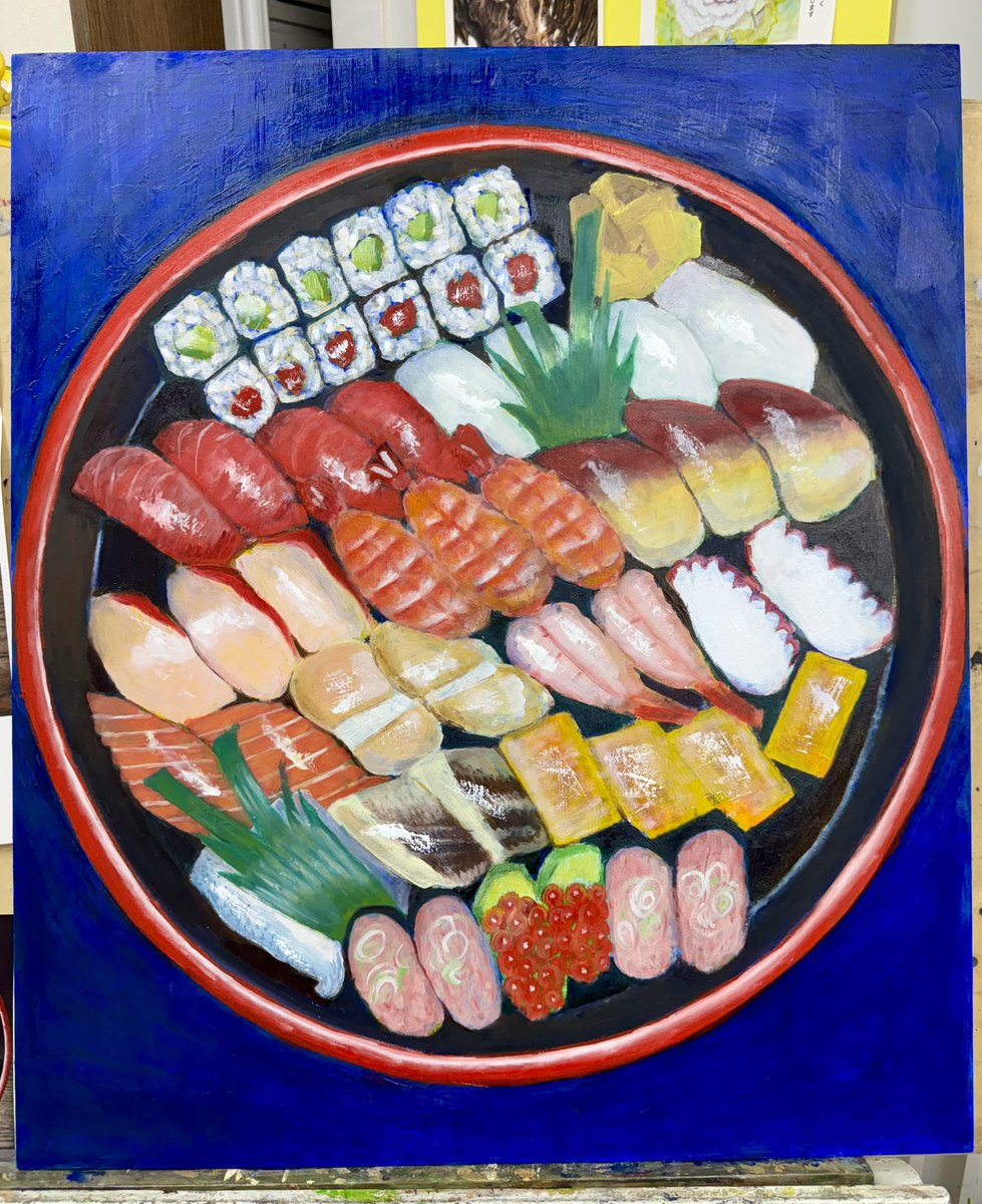 すしのえ(おわり)
#sushi #oilpainting #寿司 #油彩画