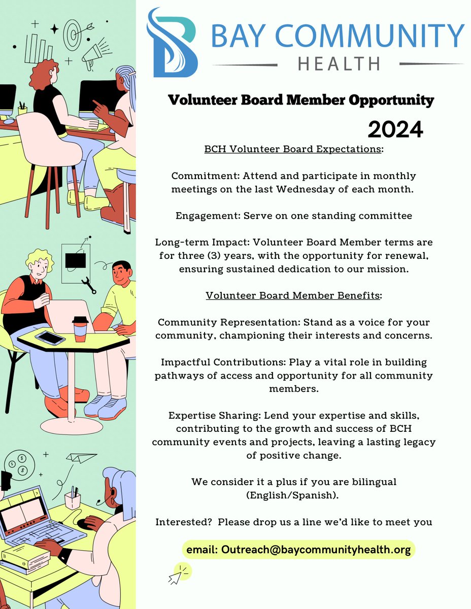 Looking for a meaningful way to give back? Join us as a BCH Volunteer Board Member and be the voice of change.

We look forward to meeting you; feel free to drop us a line. #JointheBoard #VolunteerWork #HealthcareEquity