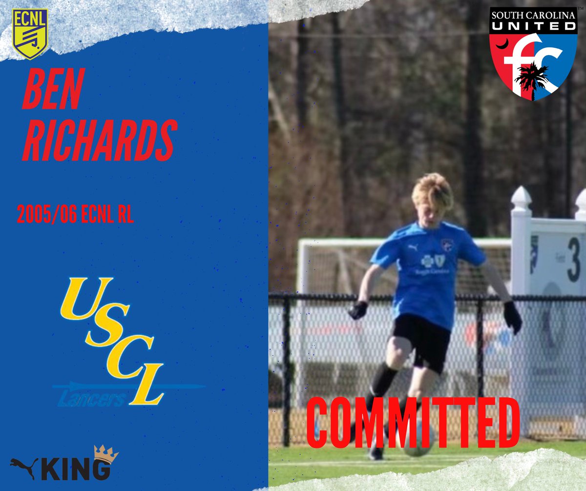 Congratulations to Ben Richards, 2005/06 Boys ECNL RL, for committing to play at USC Lancaster! #SCUFC #wearthebadge
