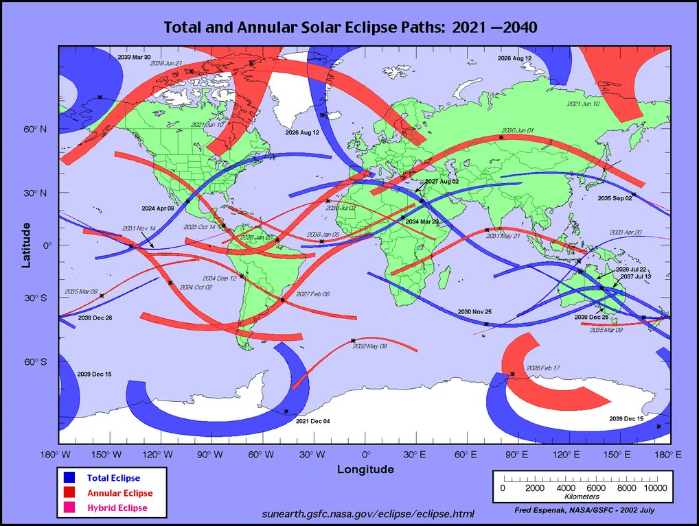 Map of all Solar Eclipses from 2021 to 2040