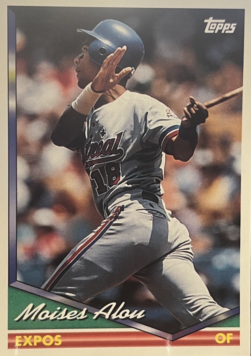 An Expo a Day - Moises Alou - 1993 -(After the missing the ‘91 season with an injury, he made his rookie year campaign in ‘92 one to remember. He hit .282 with 56 RBI and 28 doubles and would finish 2nd in Rookie of the Year voting behind Eric Karros of the Dodgers.)