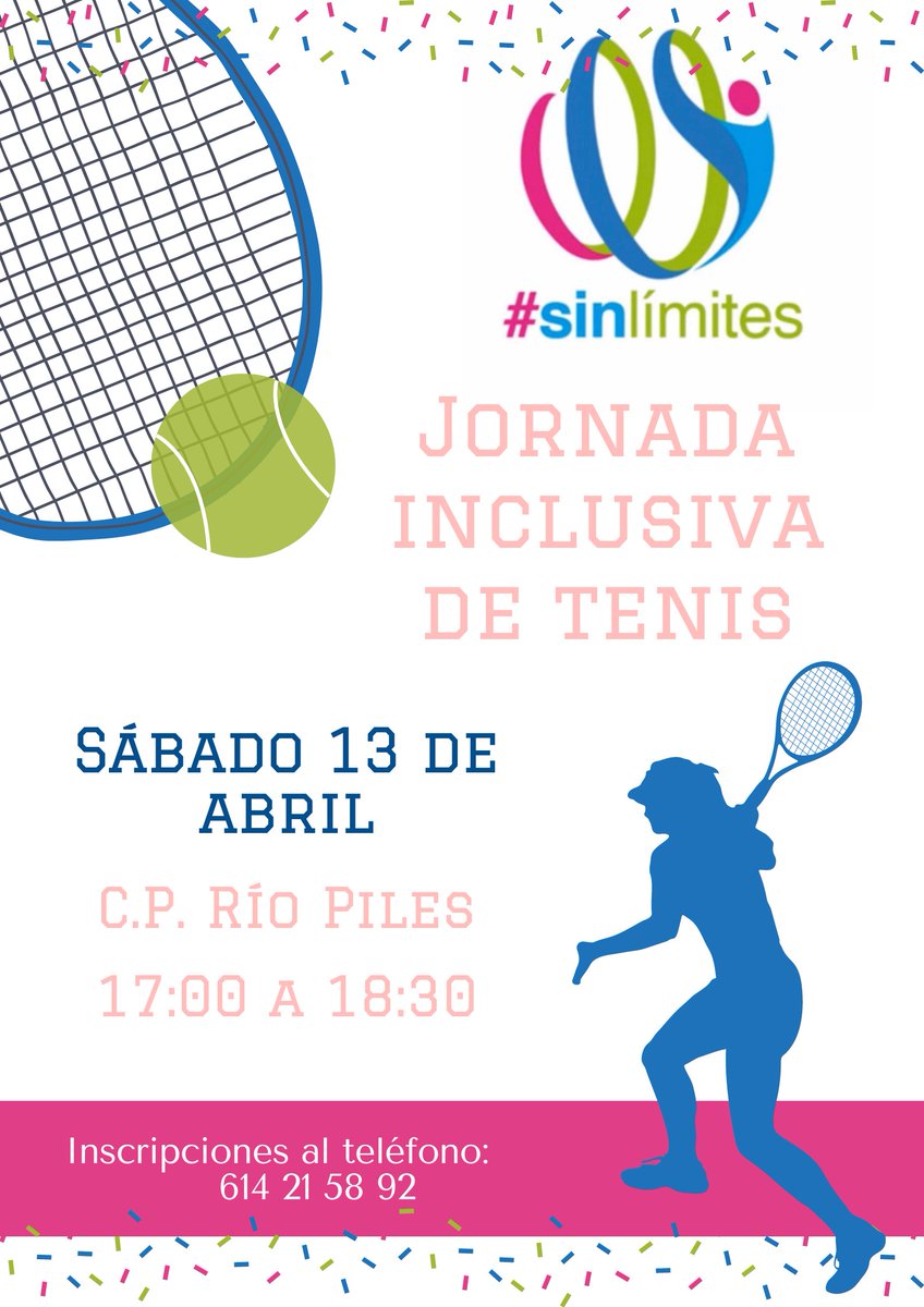 ¡Nueva jornada a la vista! Únete a nosotr@s el próximo sábado 13 a las 17:00 en el C.P. Río Piles para aprender a jugar a este divertido deporte. ¿Te animas a participar? ¡Te esperamos! ❤️🔝🎾  

#sinlimites #nadiesequedaatras #tenis #inclusion #deporteinclusivo #jugamostodxs