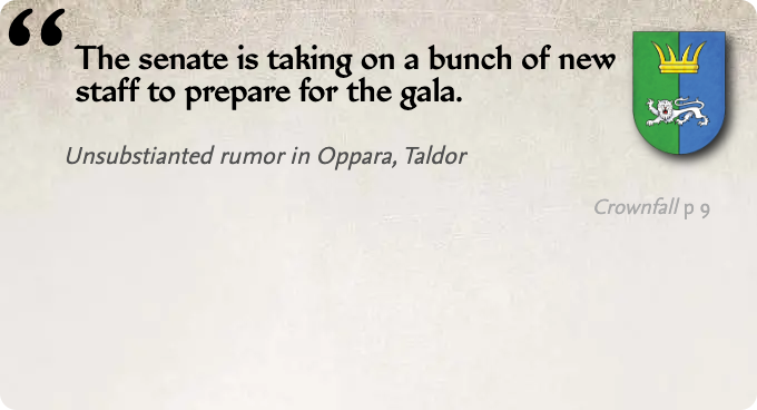 GolarionToday's tweet photo. Quote: Crownfall
https://t.co/Yy66GdT6HK
#Oppara #4718AR #GrandDayOfExaltation #TaldaneSenate https://t.co/qTVD3GzBOL