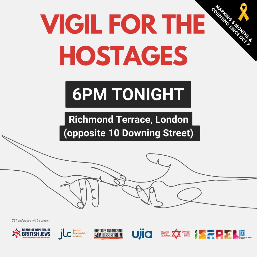 Vigil for the hostages - 6pm TONIGHT Now with location details added below #BringThemHome