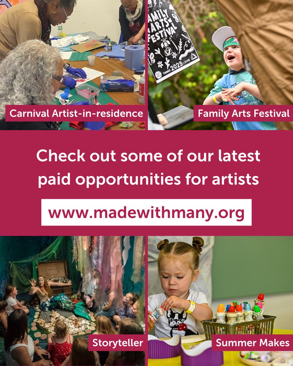 We have lots of paid opportunities for artists to get involved in our upcoming programme of events. Find our current callouts on our website: madewithmany.org