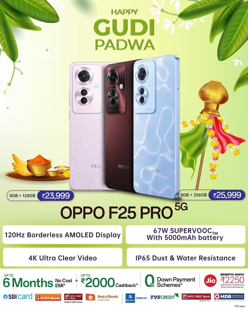 a9mobiles's tweet photo. May this Happy occasion of Gudi Padwa brings lots of Happyiness, Joy, Good Health and Wealth to you and your family!

10% Instant Cashback On Select Cards**

NoCostEMI Available on all Major Finance and Credit Cards**

Zero Downpayment*

Call/Whatsapp - 9967694999 / 9664342178 https://t.co/l383Il4wji
