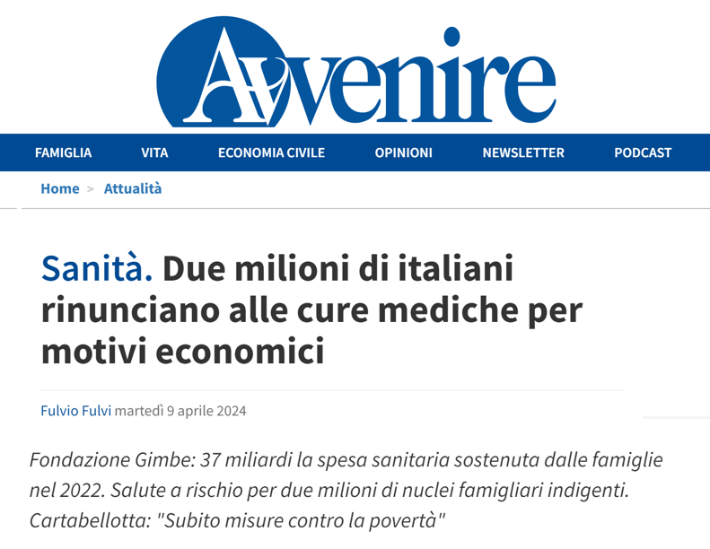 Servono urgenti politiche di contrasto alla povertà. L'indebolimento della #sanità pubblica e l'impossibilità di pagare di tasca propria rischiano di compromettere la salute dei più poveri, specie al Sud. #SalviamoSSN avvenire.it/attualita/pagi…