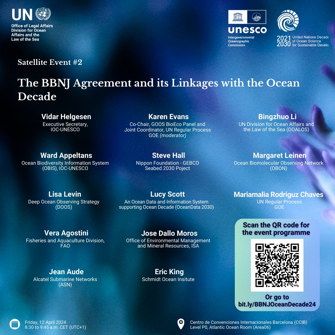 📢🚨REMINDER! If you’re attending the 2024 Ocean Decade Conference in Barcelona, Spain, we hope to see you at the UN DOALOS satellite events! #OceanDecade24 #WorldOceanAssessment #WOAIII #BBNJ #OceanHealth