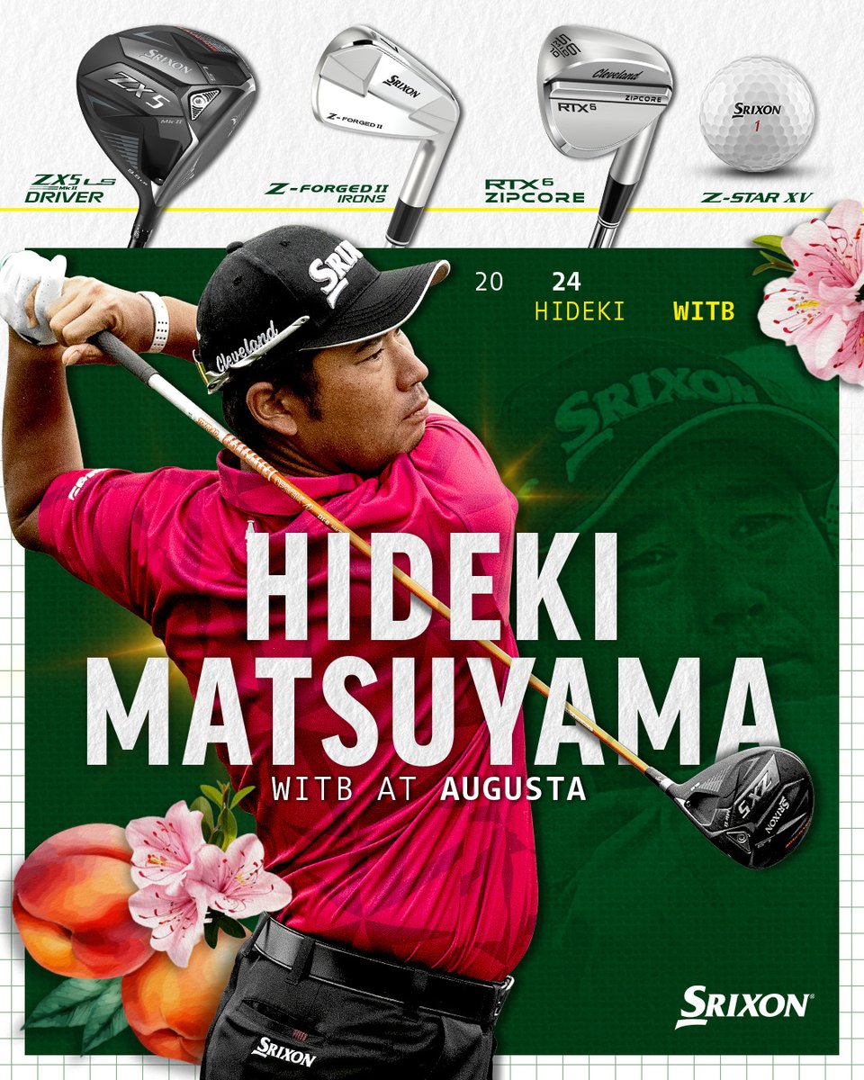 WITB for the past champion, Hideki Matsuyama, as he takes on Augusta in 2024 👀 #TeamSrixon ZX5 LS Mk II Driver Z-Forged II Irons @ClevelandGolf RTX Wedges Z-STAR XV Golf Ball