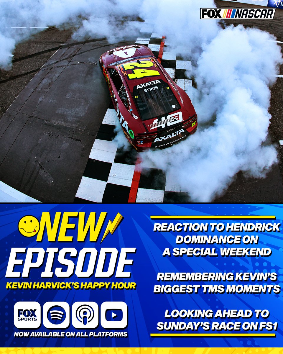 🚨NEW EPISODE🚨 @KevinHarvick's Happy Hour presented by @NASCARonFOX! 🏁 Reaction to HMS dominance 🏁 Kevin's biggest TMS moments 🏁 Look ahead to Sunday 🏁 And much more! New episode ➡️ link.chtbl.com/CgtlDJUZ