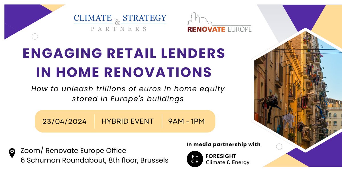 ⭐️Join us on 23 April to discuss low-cost, long-term financing for deep #renovations! 💡We'll explore synergies with the new European Energy Efficiency Financing Coalition & how to unlock private financing for building renovations. ➡️Sign up: eventbrite.co.uk/e/engaging-ret…