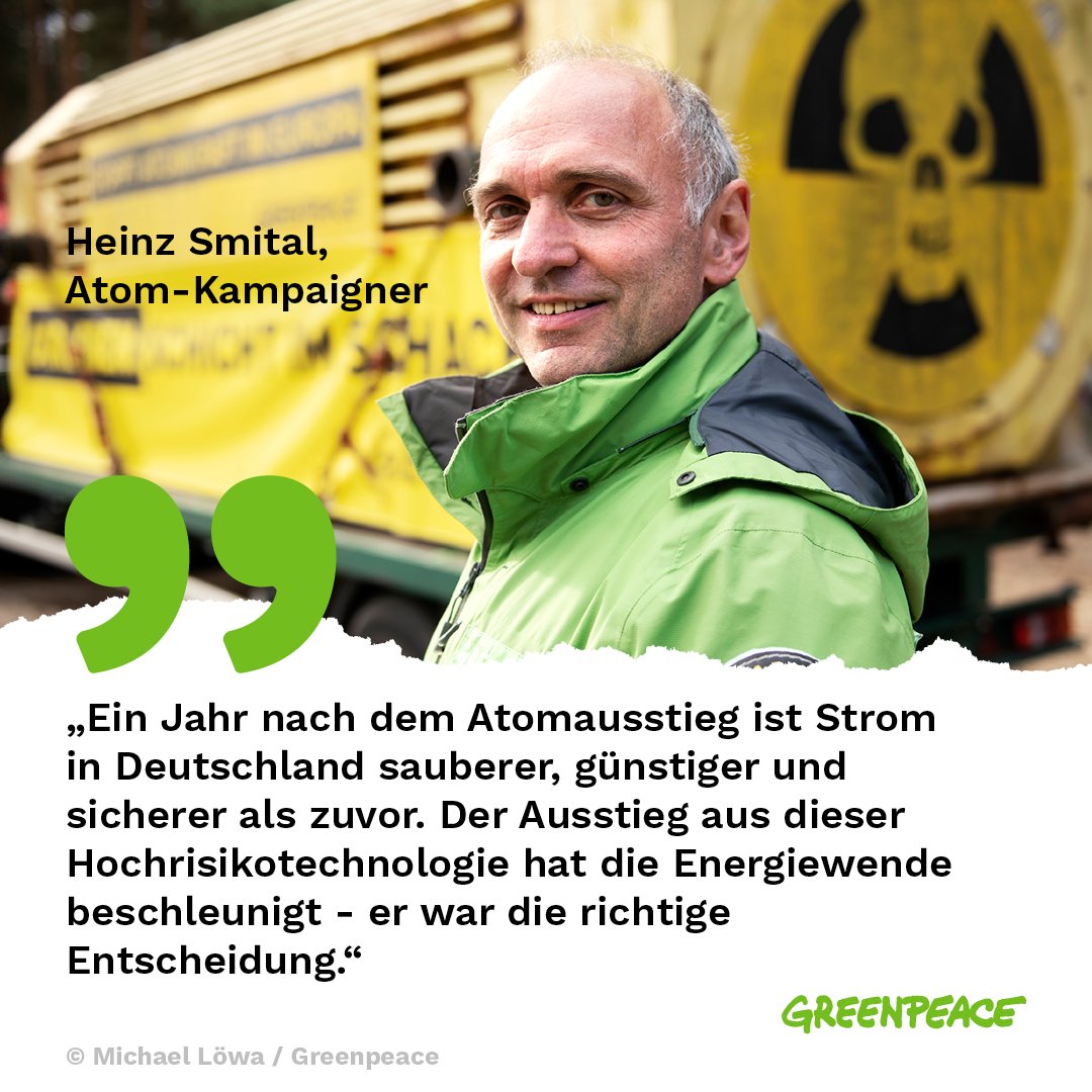 Greenpeace e.V. (@greenpeace_de) on Twitter photo Happy Birthday zum #Atomausstieg! 🎉 Die #Stromerzeugung in Deutschland emittiert im 1. Jahr ohne #Atomstrom weniger CO2 und ist günstiger und sicherer geworden als im Vorjahreszeitraum. Das belegt auch unsere Studie, die wir heute mit <a href="/GreenPlanet_nrg/">Green Planet Energy eG</a> veröffentlichen. Happy Birthday zum #Atomausstieg! 🎉 Die #Stromerzeugung in Deutschland emittiert im 1. Jahr ohne #Atomstrom weniger CO2 und ist günstiger und sicherer geworden als im Vorjahreszeitraum. Das belegt auch unsere Studie, die wir heute mit <a href="/GreenPlanet_nrg/">Green Planet Energy eG</a> veröffentlichen.