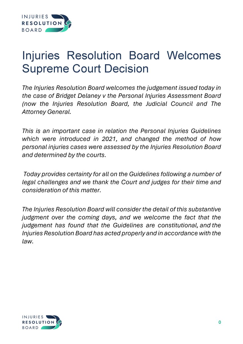 Injuries Resolution Board Welcomes Supreme Court Decision.