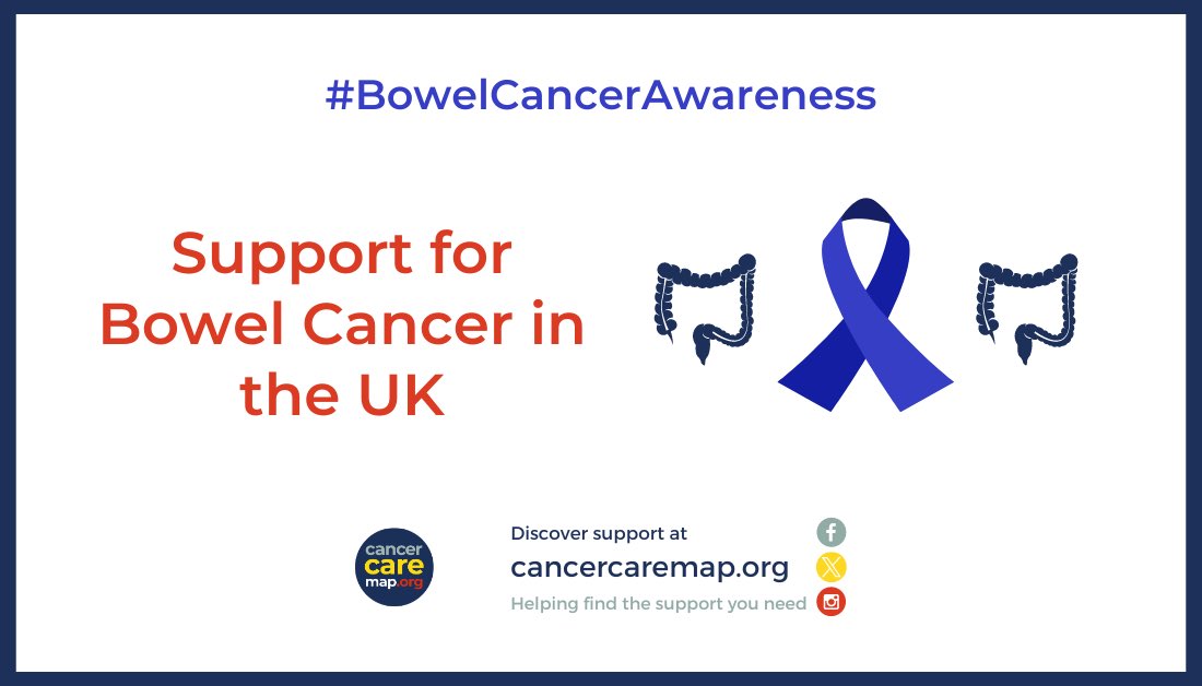 Did you know, that bowel cancer is the 4th most common cancer in the UK? April is #BowelCancerAwareness month, so we're highlighting some of the support services for those living with bowel cancer in the UK. cancercaremap.org/article/suppor…