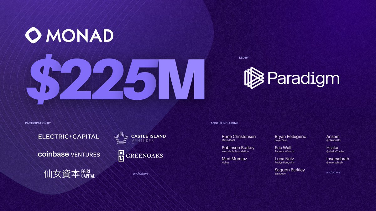 Monad Labs is excited to announce a $225M fundraise, led by @paradigm