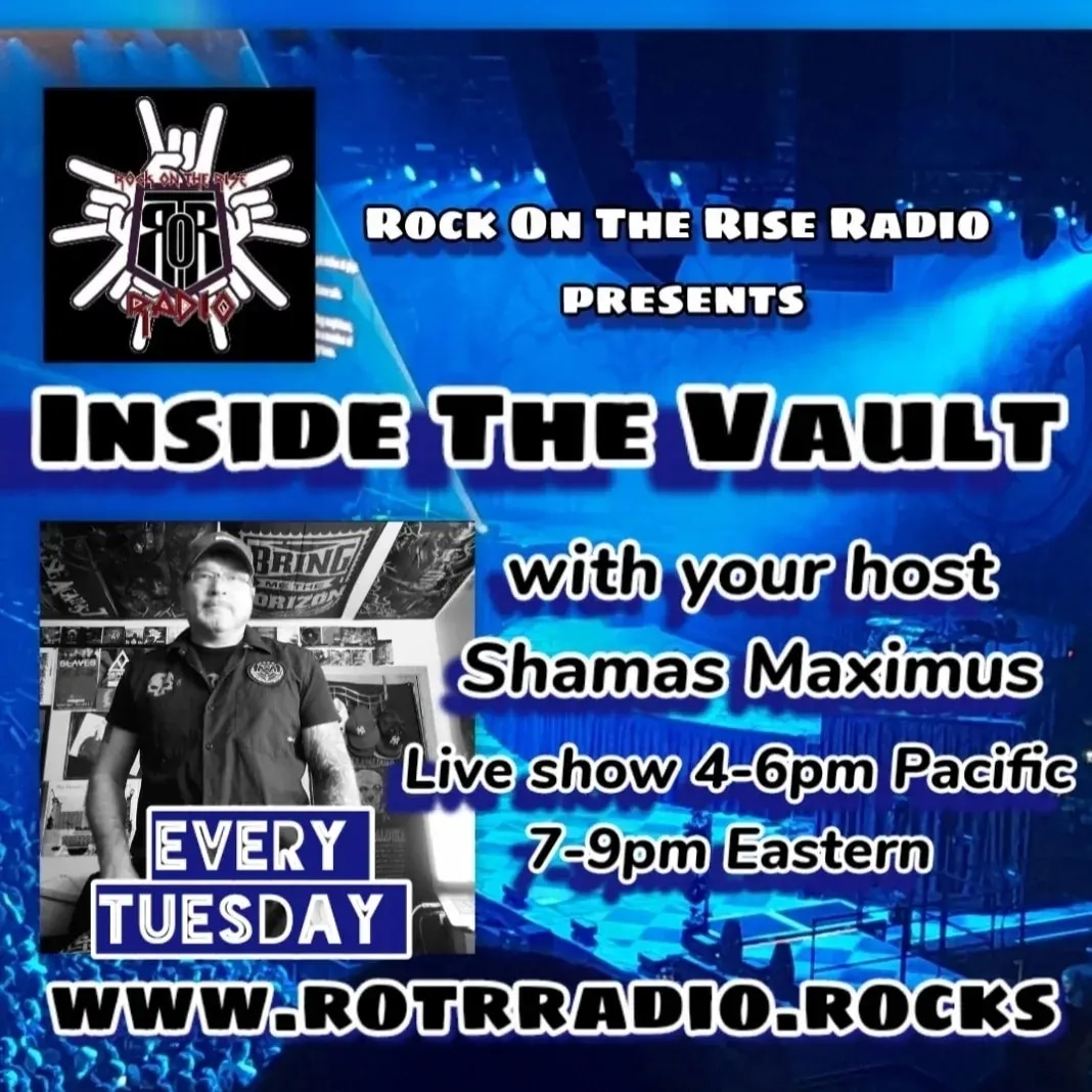 Unleash rock's raw power on 'Inside The Vault.' 🤘 Join @Shamas_Maximus for a two-hour journey celebrating #unsigned talents and rising stars in #HardRock #Metal & #Metalcore. Exclusively curated for the #ROTRArmy. Tune in and ignite your soul! 🔥 rotrradio.rocks 🔥