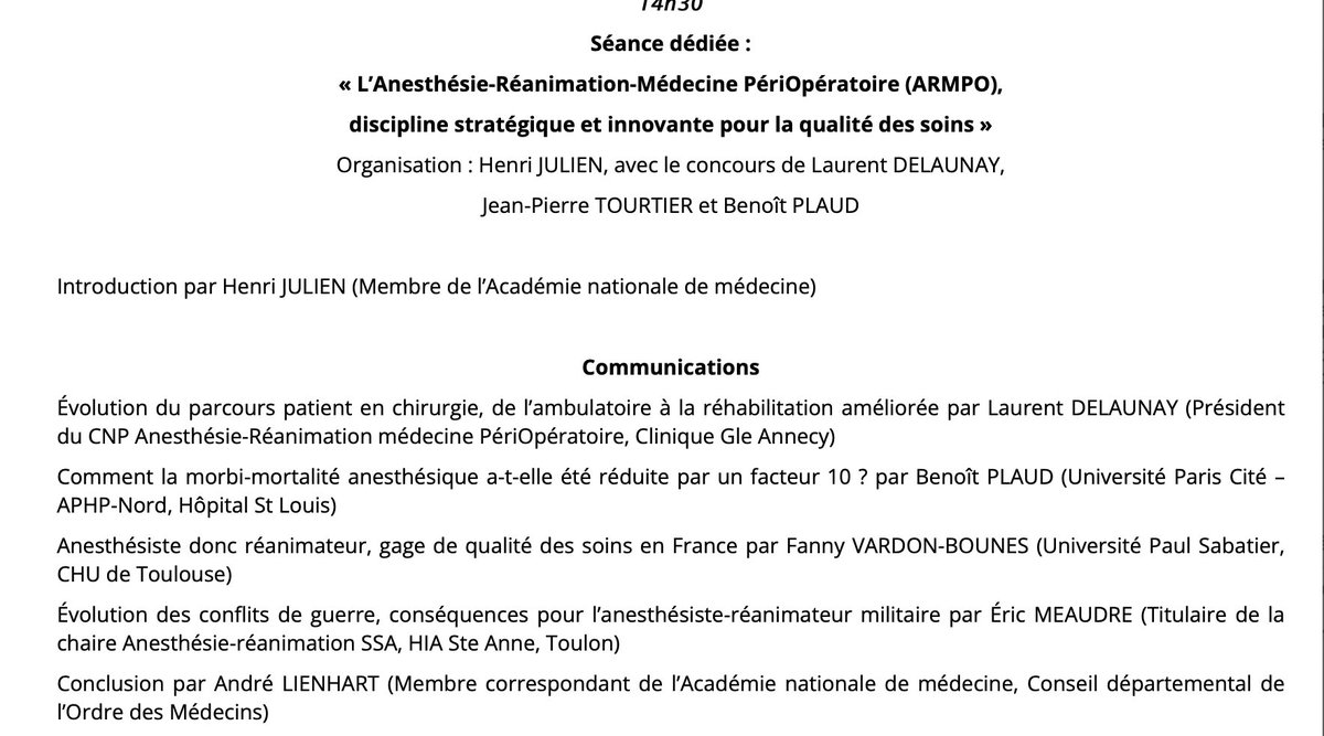 [LES SEANCES DE L'ANM] 🔴Suivez en direct la séance de l'Académie sur l’#Anesthésie-#Réanimation-#Médecine #PériOpératoire (ARMPO) @univ_paris_cite @APHP @CHUdeToulouse Connectez-vous➡️ youtube.com/watch?v=DKeHkO…