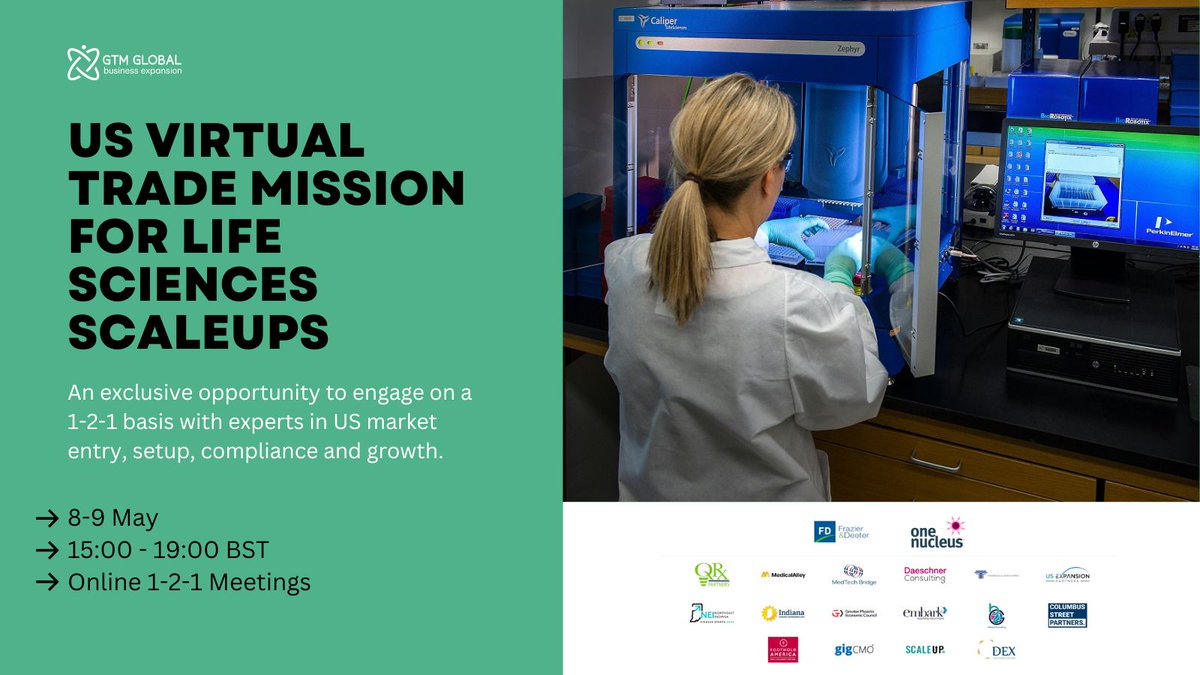 🚀 Don't miss our Virtual Trade Mission for Life Sciences Scaleups! Join us on 8th or 9th May for 1-2-1 personalised advice on accelerating your US expansion. Register now! buff.ly/3PT9HA3 #LifeSciences #USExpansion #VirtualEvent