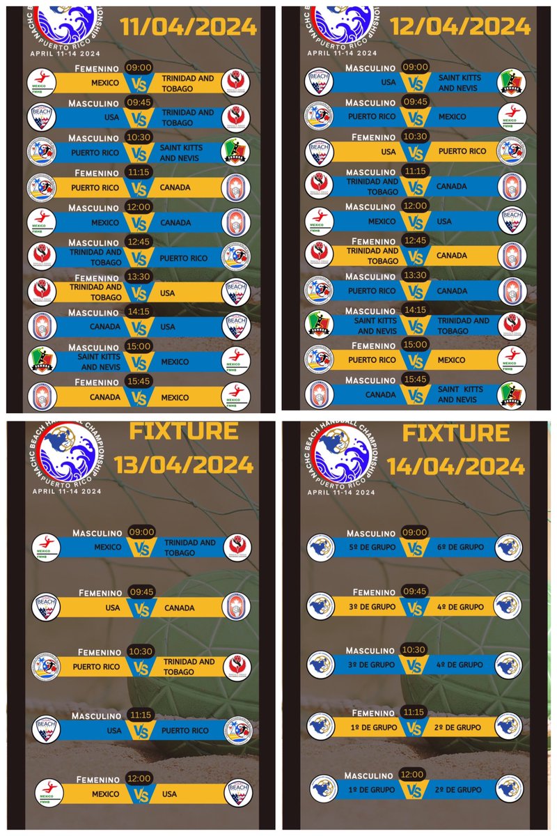 Nachc Beach Handball Championships #nachc #beachhandball schedule.