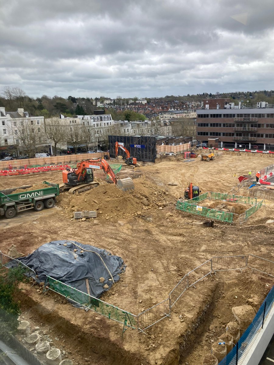 Partners John Spence and David Brown had a bird's eye view of the building work going on at the old cinema site in #TunbridgeWells today when they met with Sam King and Dave Mills from @AtkinsRealis We're looking forward to seeing this part of our town being redeveloped.