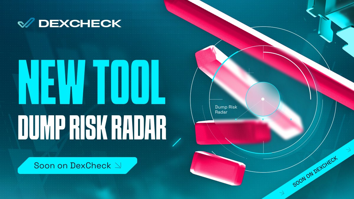 DexCheck_io's tweet photo. We say NO to the losing of potential profits due to sudden token dumps 📊

Dump Risk Radar, our upcoming tool, will act as your personal dashboard, providing a clear view of tokens across all supported networks with the highest unrealized profit by traders 🛠

🦉Dump Risk Radar exclusively available to our Premium users:
🔍 Identify tokens with high unrealized profits
📉 Monitor tokens at risk of a dump
💡 Make informed trading decisions