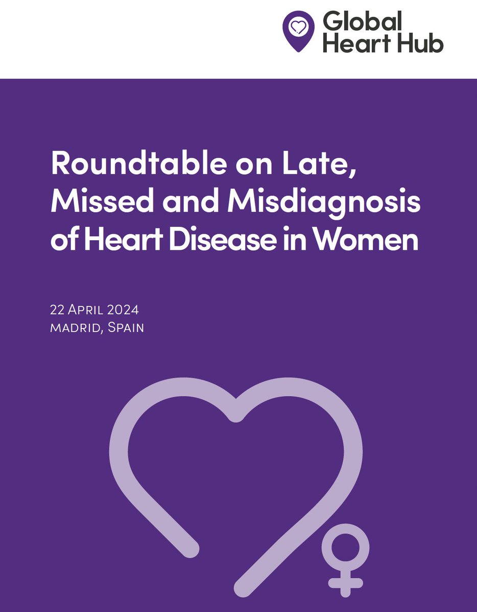 Looking forward to attending @GlobalHeartHub roundtable event focussing on: ❣️late, missed & misdiagnosis of heart disease in women ❣️under-representation of women in clinical trials ❣️under-research of female specific conditions & risk factors related to heart disease…