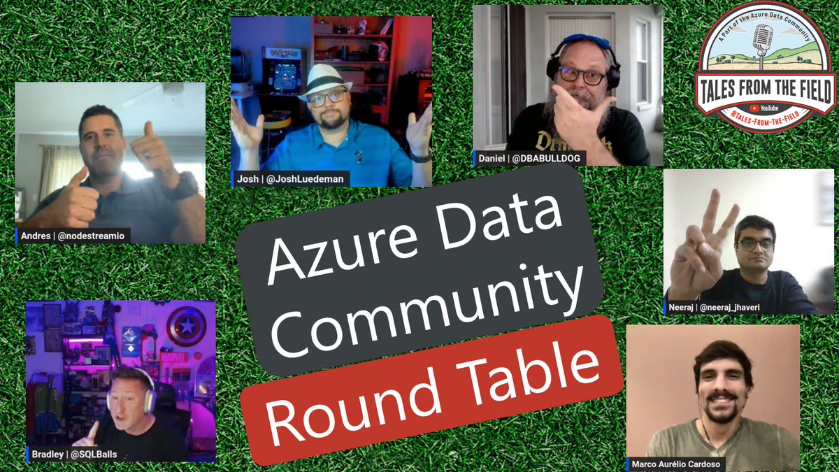 We are BACK with the #AzureDataCommunity Round Table today. I cannot wait to celebrate the creators in the community, hope you can join us at 10 am EST! Link: youtube.com/live/tCgtsFLh4… cc @TalesftField @neeraj_jhaveri @JoshLuedeman @BradleySchacht @DBABullDog @nodestreamio