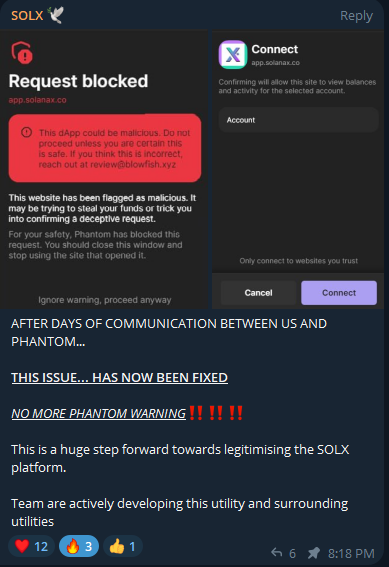 GhostOfPepe35's tweet photo. Thanks @Phantom for updating our Dapp over at @solxsolanacoin - [ $SOLX ] 

Big things coming from this! 👀 Team want to get on the new Solana Phone as a staple dapp installed on all.

#Solana $SOL $BONK $WIF $MYRO https://t.co/YT8xVR48v8