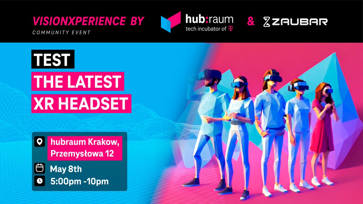 Our #VisionXperience event series with ZAUBAR goes international - join us in #Krakow on May 8th! This will also be Krakow's 1st ever hands-on XR experience with the latest hardware. Join our vibrant community! Register here (testing spots are limited): bit.ly/3vsShTW