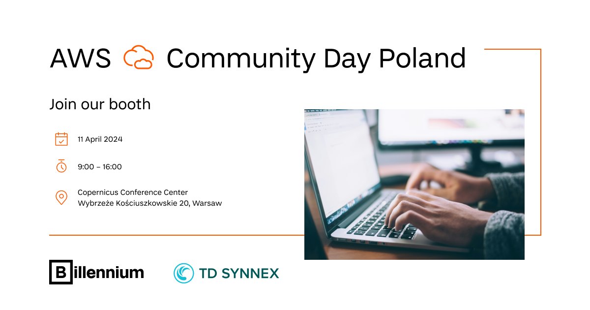 Join us at the #AWS Community Day Poland this Thursday in Warsaw! 🙌

💼 Visit our booth and engage with our top AWS specialists to get insights into the captivating world of #CloudTechnology. 

🔔 We've also prepared a unique contest with attractive prizes. See you there!
