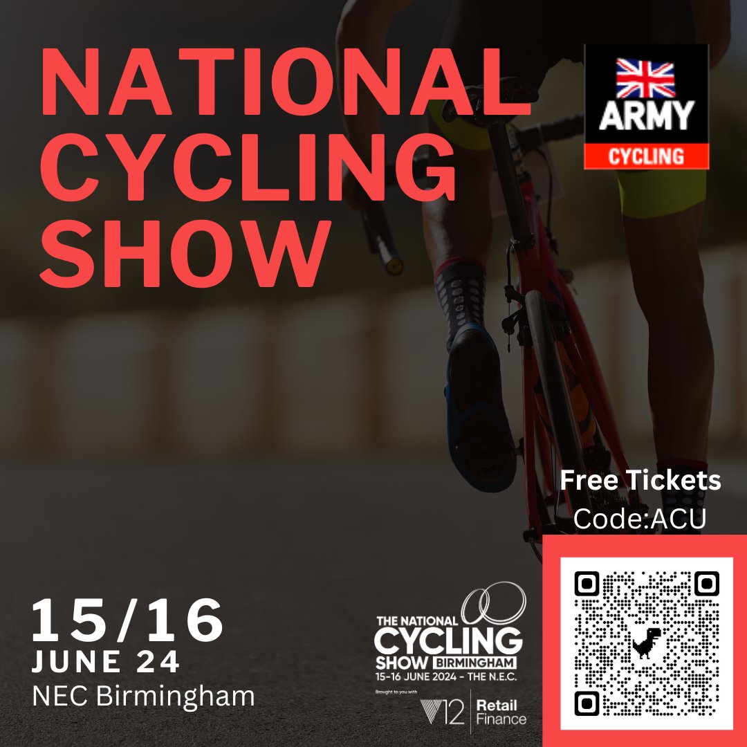 The Army Cycling Union is heading to NEC Birmingham this year for the National Cycling Show, 15th – 16th June. FREE tickets on behalf of the Army Cycling Union are available using the link below: tiny.cc/ArmyCyclingNCS FREE tickets are available until 15 April 24