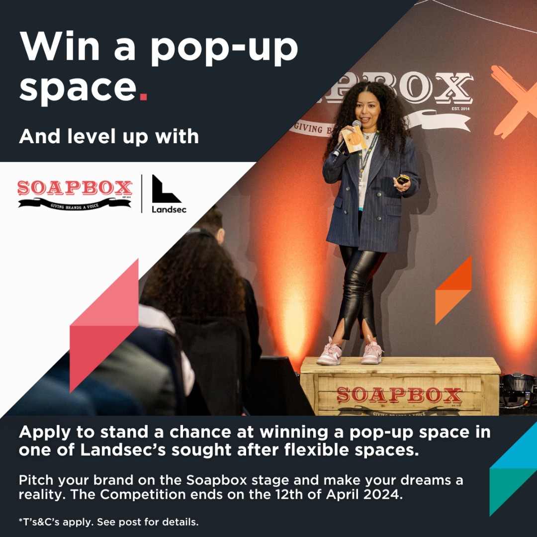 The Soapbox Comp is back 🚀 ⭐ @crmarketplace has partnered with @LandsecGroup ⭐ 10 finalist present their business on the soapbox stage for a chance to win 1 month in a Landsec pop-up space ⭐ Your chance to present to agents landlords investors crmarketplace.com/soapbox/events…