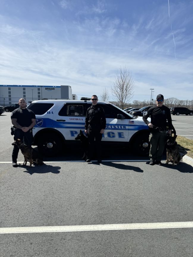 WorcesterPD's tweet photo. Training for WPD's bomb dogs. On April 8, 2024, they participated #USPCA Region 4 EOD Certification. Approximately 30 Northeast K9 Teams were tested in Odor Recognition, Room Searches, Packages, and Motor Vehicles Searches. They passed with flying colors! https://t.co/6t8UVLnMTr